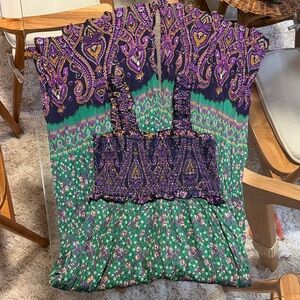 Urban Outfitters Green and Purple Wide Leg Jumpsuit